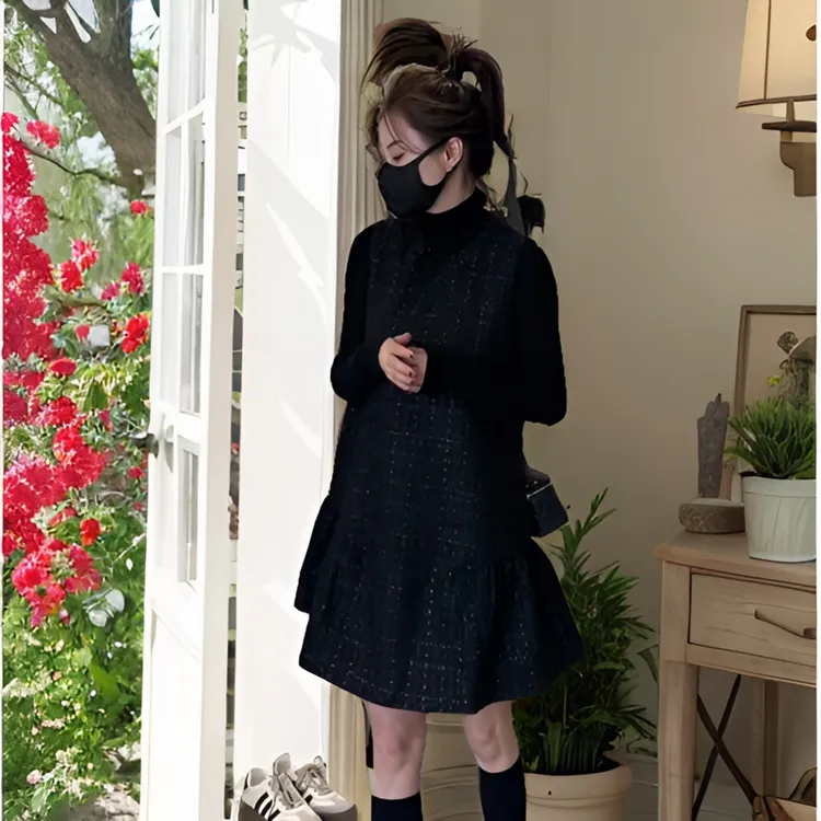 马甲裙女大气品质时尚亮丝百搭显瘦遮肉连衣裙轻奢高贵无袖女装