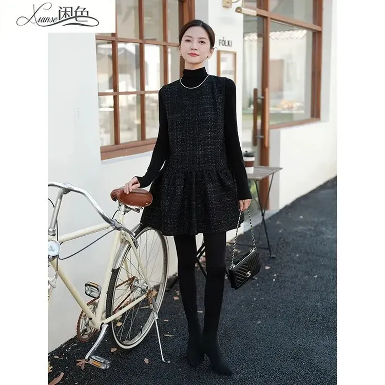 小香风粗花呢马甲裙女装2025秋冬新款时尚宽松显瘦减龄百搭连衣裙