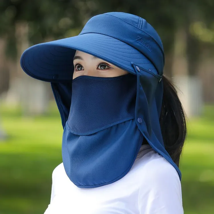 帽子女士夏季遮阳防晒面罩遮全脸防紫外线大檐工地采茶太阳帽户外