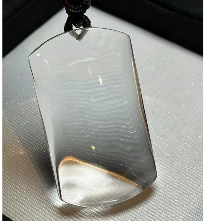 天然白水晶平安无事牌吊坠精品品质男女护身挂坠时尚简约个性光面