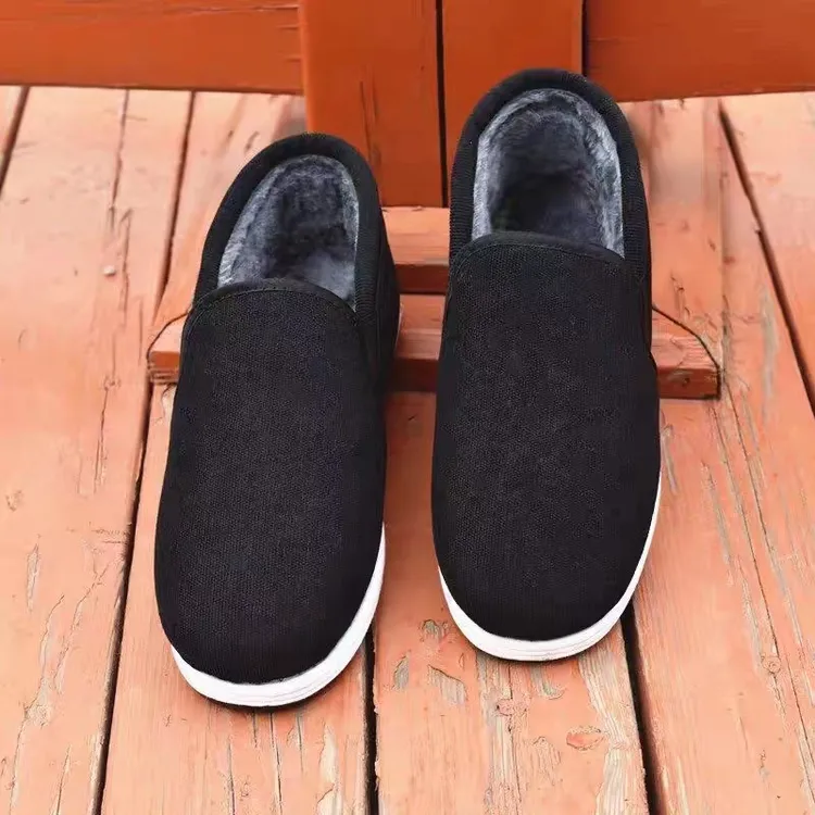 条绒面料老北京布鞋加绒男士舒适休闲防滑加厚冬季纯手工棉鞋