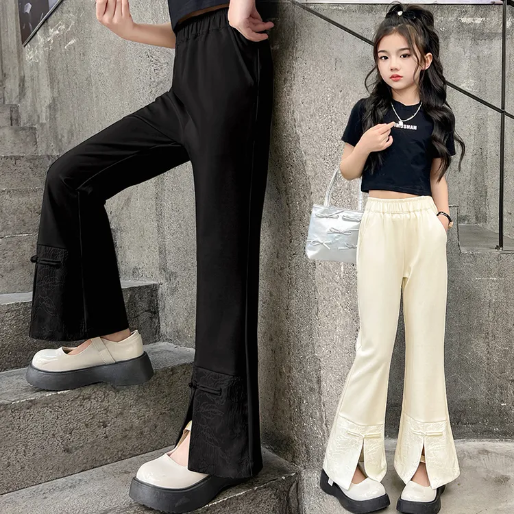 女童春秋喇叭裤2024新款儿童洋气显瘦休闲裤中大童春季国风长裤潮