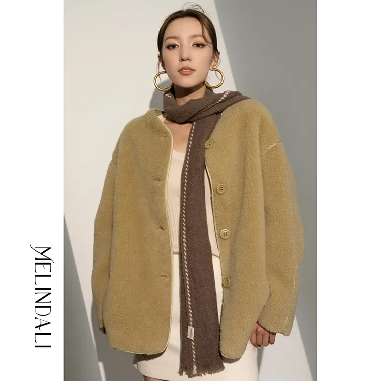 Melinda Li 100山羊绒高奢精致人字纹羊绒围巾秋冬流行美拉德围巾