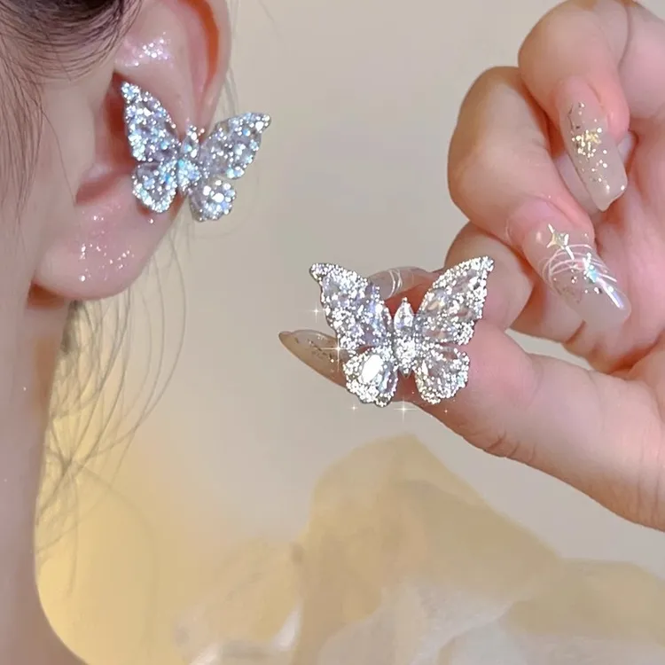 蝴蝶耳夹无耳洞耳饰女小众独特耳环轻奢高级感耳骨夹2024新款爆款