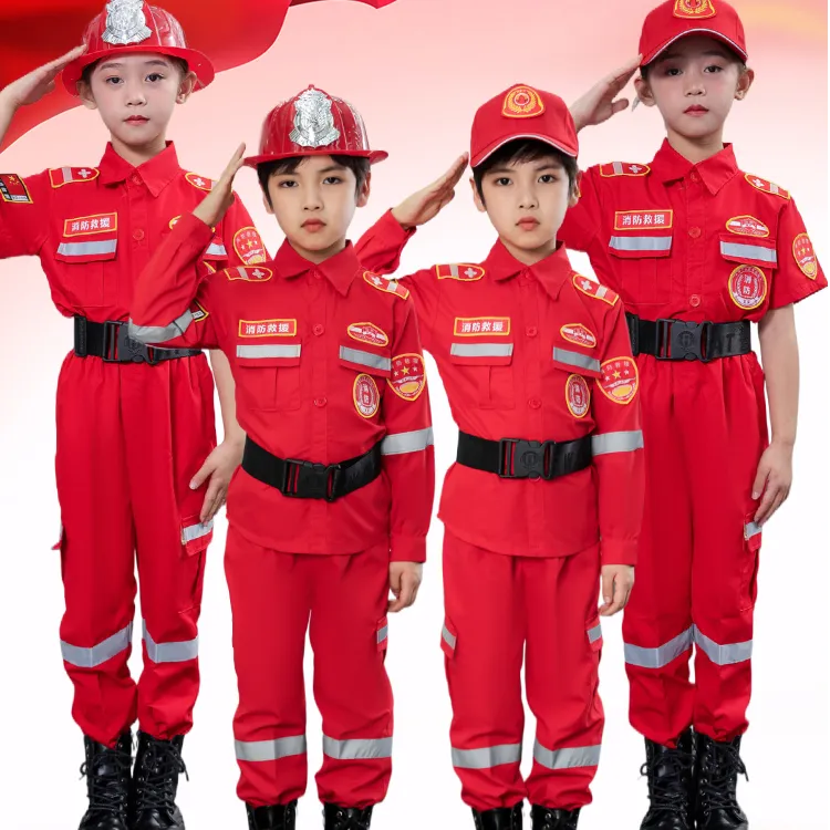 儿童消防员服装幼儿园职业体验亲子角色扮演衣服消防员演出服套装