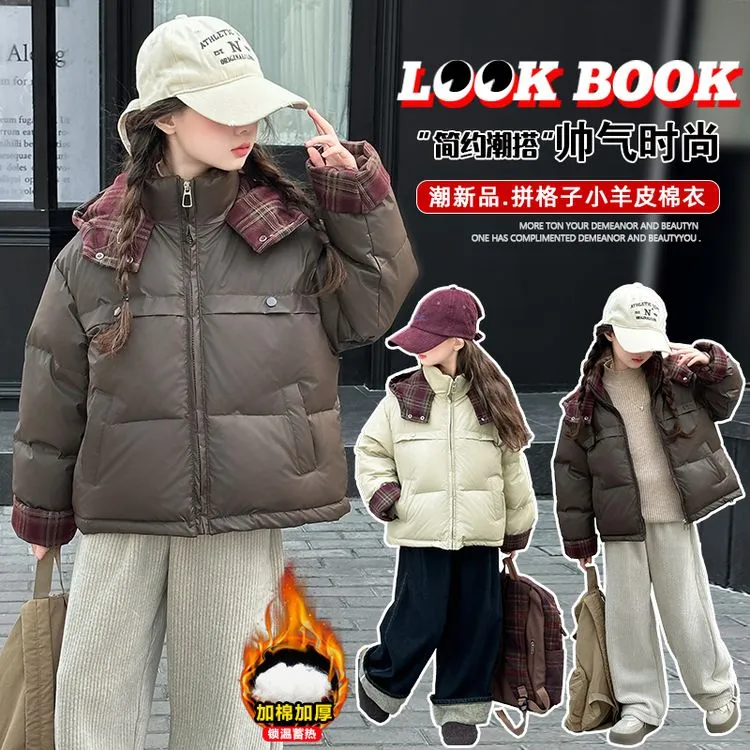 女童棉衣冬季2024爆款中大童免洗加厚连帽棉服学生冬装6-15岁8岁