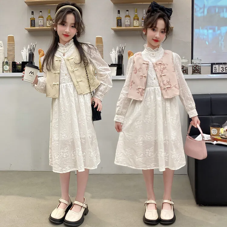 女童汉服马面裙套装2024春秋新款小女孩中国风新中式唐装儿童古装