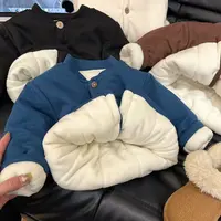 儿童宝宝开衫棉袄冬季加绒加厚男女童外穿棉衣婴儿保暖外套上衣1