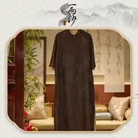 【牡丹油丝袍子】233122桑蚕丝油丝娟皮缎香云纱连衣裙长袍新中式55