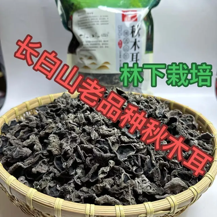长白山林地山泉水灌溉老品种秋木耳 大筋头茬无根小碗状黑山木耳