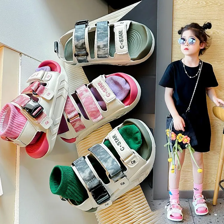 儿童半包头防踢凉鞋2024年夏季新款女童鞋韩版男童软底防滑沙滩鞋