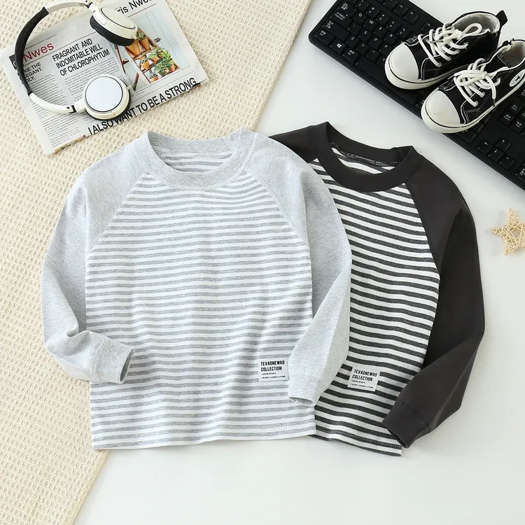 100%棉春秋款中大童半高领打底衫长袖T恤秋冬保暖秋衣家居服睡衣