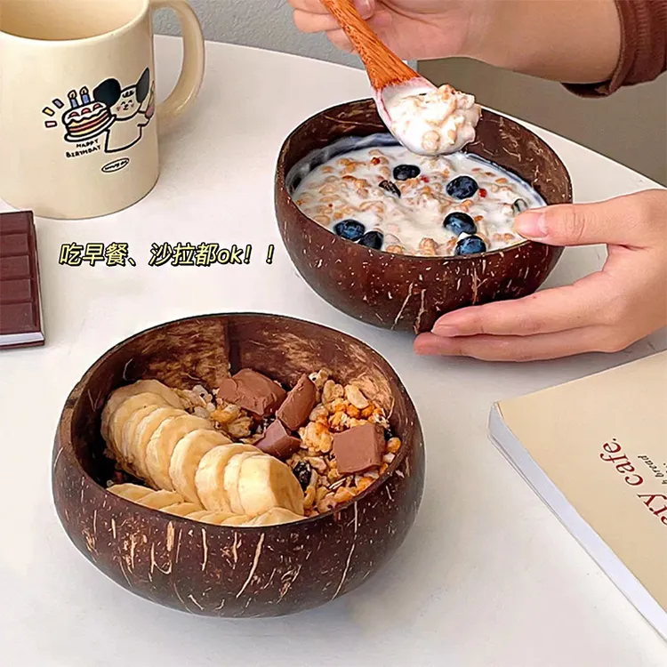 椰子碗网红高颜值酸奶碗带勺子椰壳碗家用餐具早餐燕麦水果沙拉碗