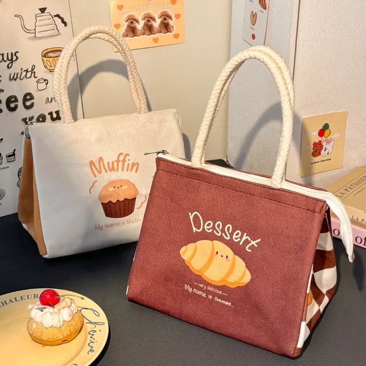 可爱保温饭盒袋便当手提包小学生专用大容量上班族带饭包便携饭袋