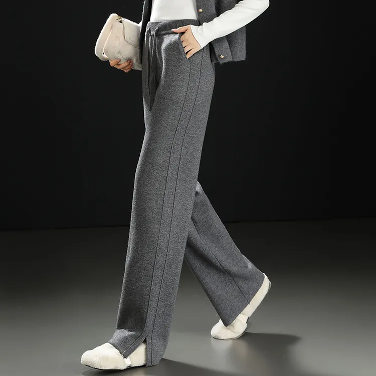 哥弟阿玛施正品羊毛窄版阔腿裤女2025秋冬高腰垂感加厚直筒外穿裤