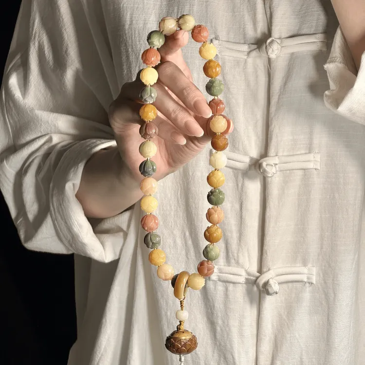 步步生莲原创手作菩提根32颗双圈手持款盘玩手串（送香丸盘玩袋）