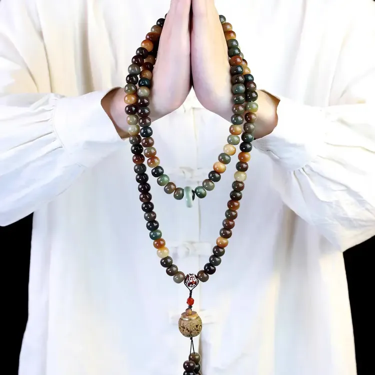 飞天敦煌国潮敦煌炭烧色菩提根手持手串女生风化菩提香囊古风念珠