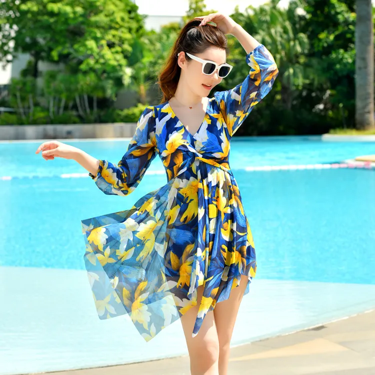 泳衣女连体长袖2025夏新款爆款遮肚显瘦时尚性感海边女士温泉泳装