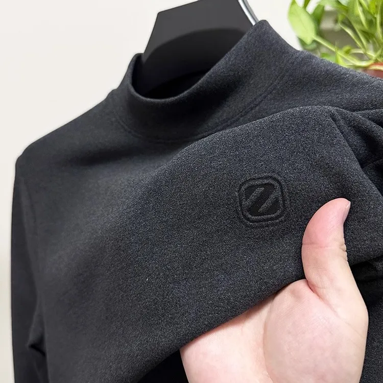 Zero Degree North 德绒磨毛半高领男士双面绒打底衫秋冬加绒t恤