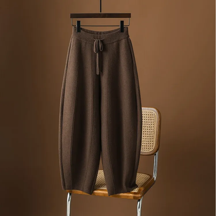 重磅双面绒镰刀裤女秋冬加厚宽松灯笼阔腿裤高腰哈伦休闲裤弯刀裤