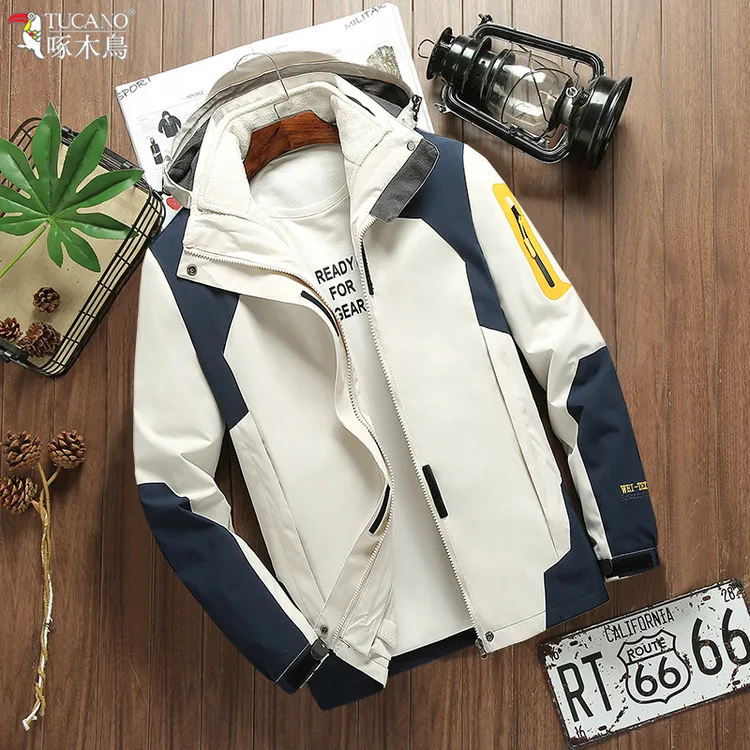 TUCANO/啄木鳥冲锋衣男女三合一款可拆卸外套户外防水防风登山服