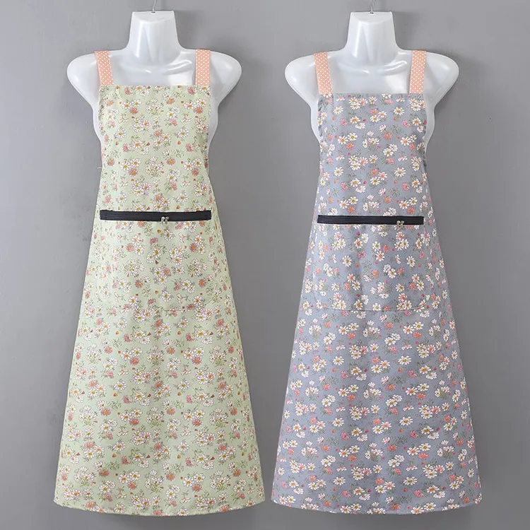 新款加长帆布围裙厨房家用做饭工作服上班透气背带罩衣女外穿罩衫