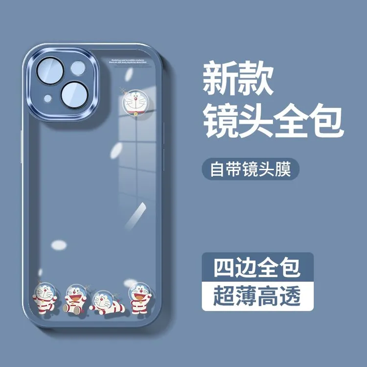叮当猫适用iPhone15promax手机壳苹果14透明薄软壳13自带镜头膜12