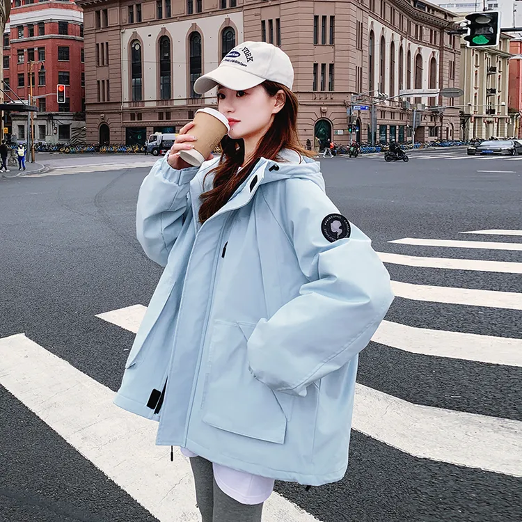 韩版时尚加厚羽绒内胆冲锋衣女2025年冬季新款显瘦保暖白鸭绒外套