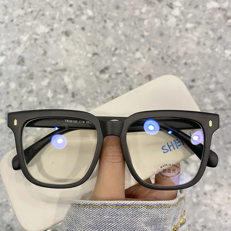 复古素颜神器黑框磨砂大框圆脸显瘦眼镜防蓝光女平光近视镜架男