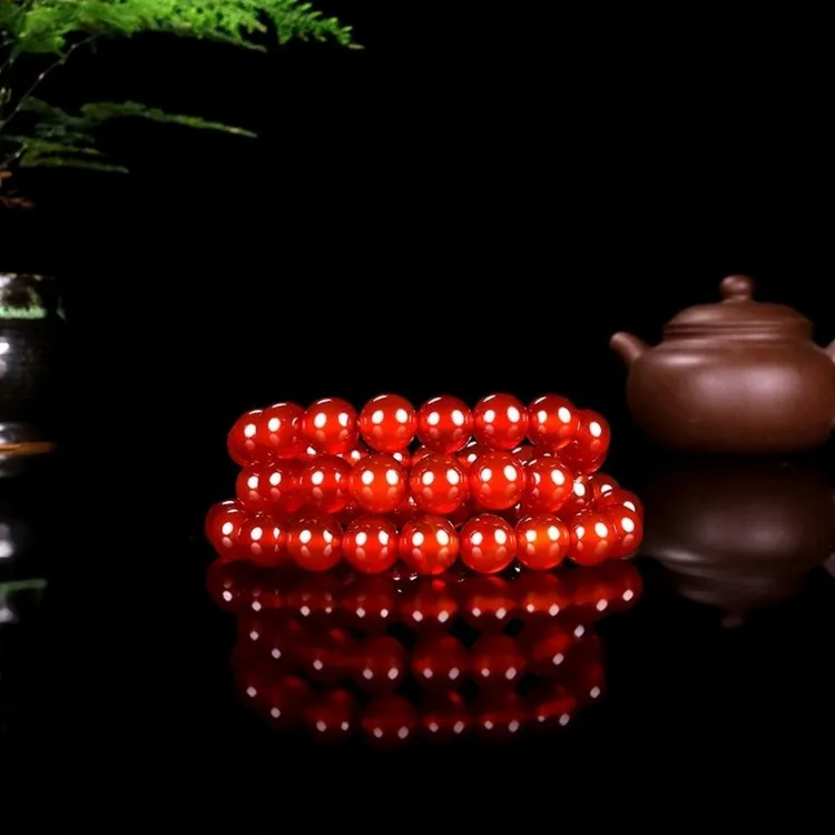 天然红玛瑙手链女正品红本命年单圈手链情人节礼物闺蜜气质百搭