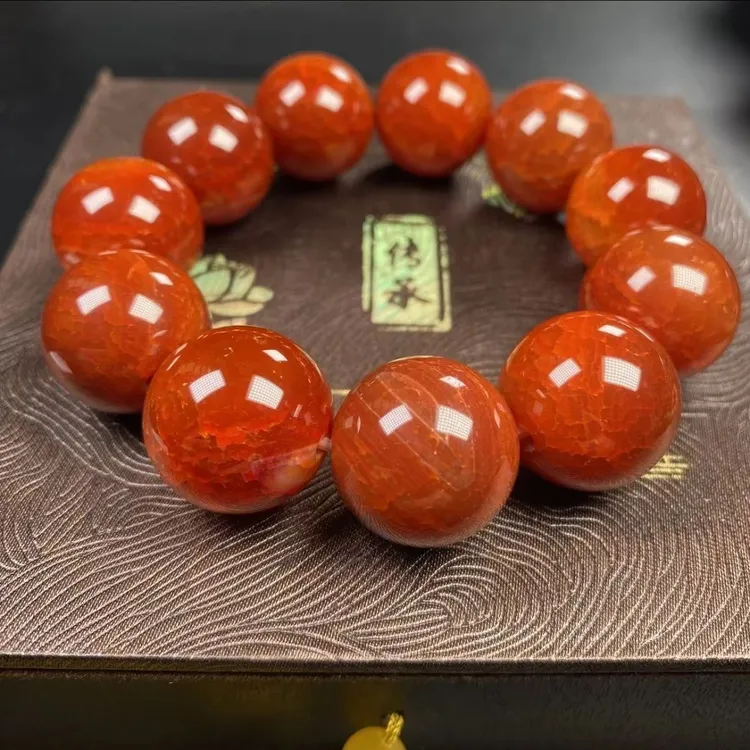 新款龙鳞凤血玛瑙手串手链男女款天然冰裂龙鳞纹天然