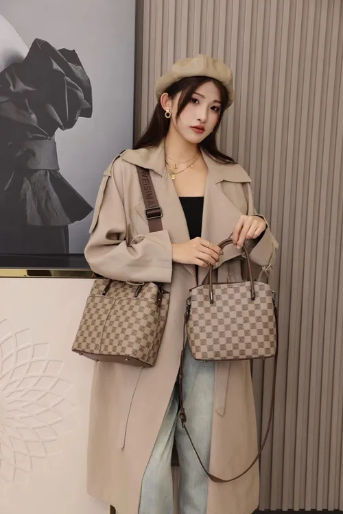 艾薇思曼印花托特包洋气水桶包手提女包大容量单肩斜挎桶包女士