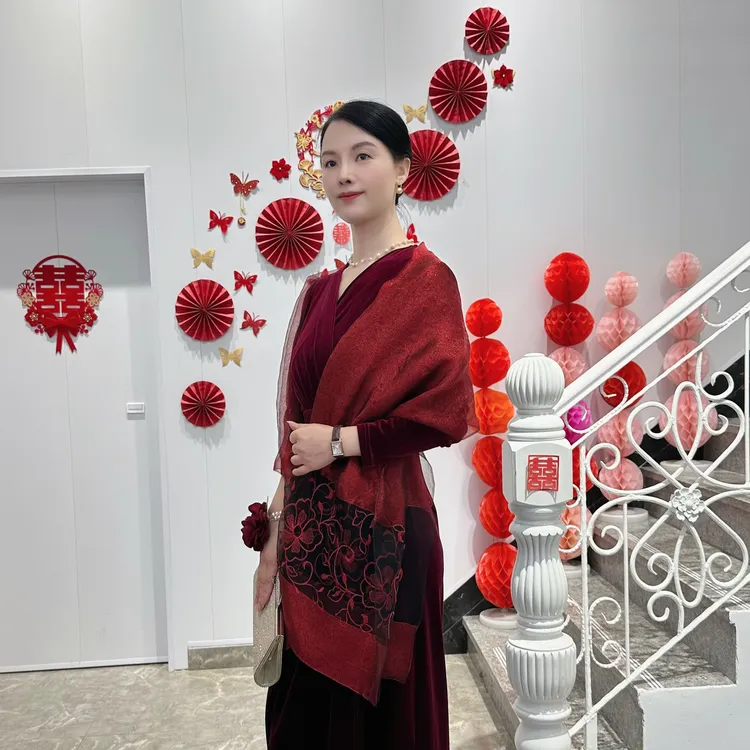 小城精选 喜婆婆喜妈妈婚宴礼服披肩双层丝巾 百搭 时尚气质 提花