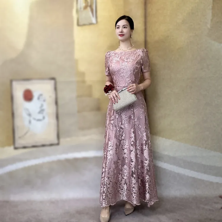 喜妃琳0065蕾丝女装连衣裙 优雅贵气 显瘦 喜婆婆喜妈妈婚宴礼服 