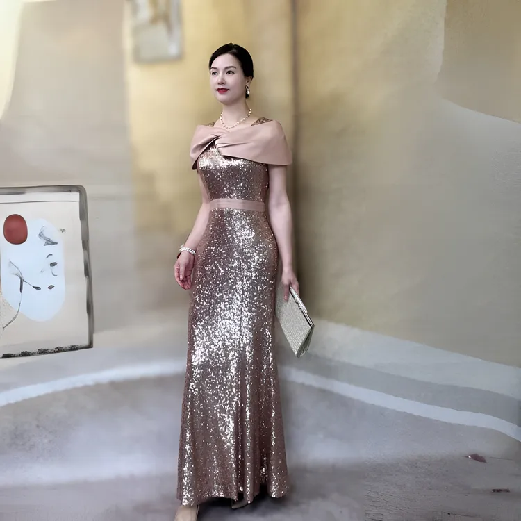 喜妃琳0099喜婆婆喜妈妈婚宴礼服优雅年轻时尚气质连衣裙敬酒上台