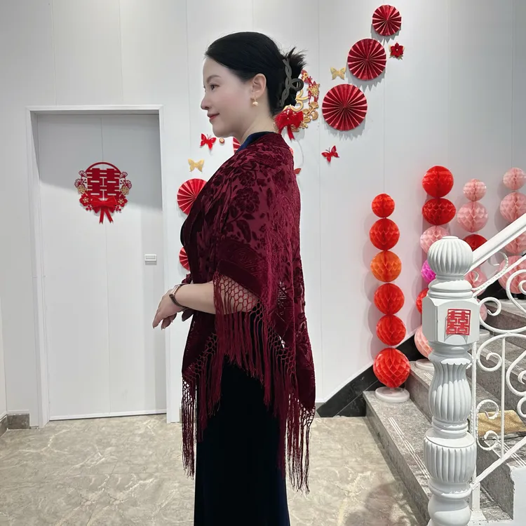 喜妃琳高端礼服配饰披肩 高级优雅 轻奢气质 时尚大方酒红色百搭 