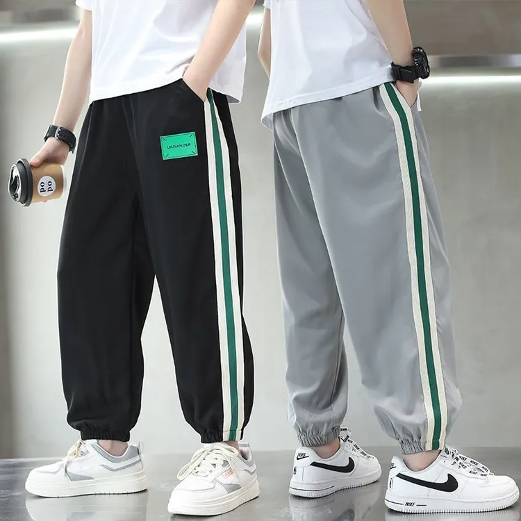 防蚊裤男童夏季薄款新中式中大童潮牌冰丝速干裤男童裤夏季薄款