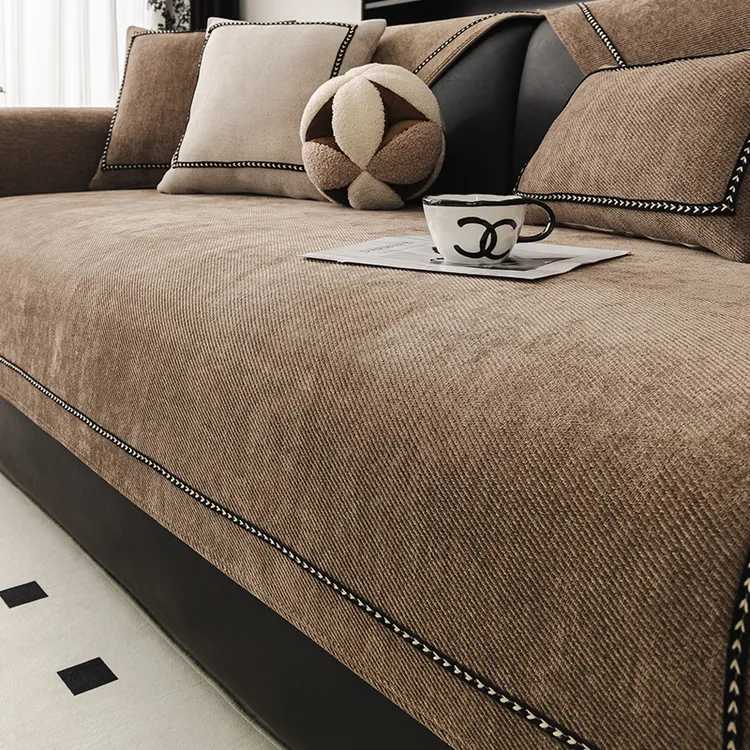 小香风雪尼尔沙发垫四季通用2025新款固定防滑轻奢高级感坐垫盖布