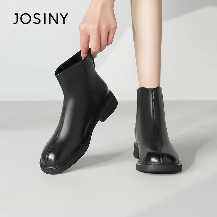 卓诗尼气质马丁靴2024年秋冬款增高显腿型通勤时尚百搭短靴配裙子