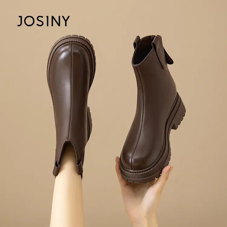 卓诗尼美拉德马丁靴2024秋冬复古烟筒靴洋气百搭切尔西短靴瘦瘦靴
