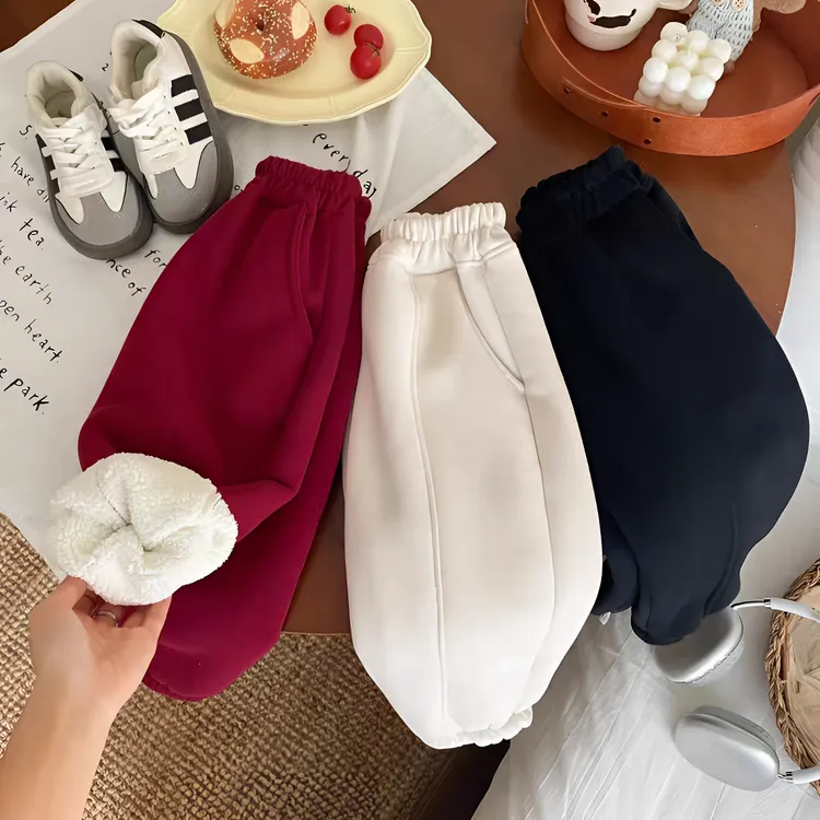 （加绒加厚）弯刀裤新款卫裤秋冬羊羔绒加绒男女童百搭冬休闲裤卫裤