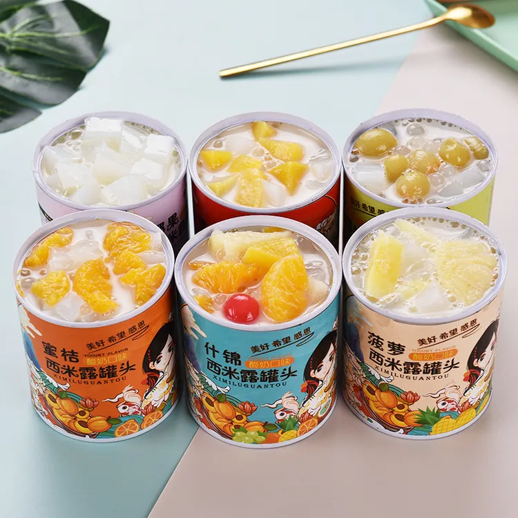 新鲜酸奶西米露水果罐头黄桃橘子葡萄浓郁什锦菠萝网红追剧小零食