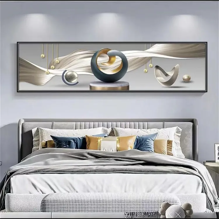 大气装饰画新中式客厅卧室立体壁画轻奢挂画高级感贴画山水画