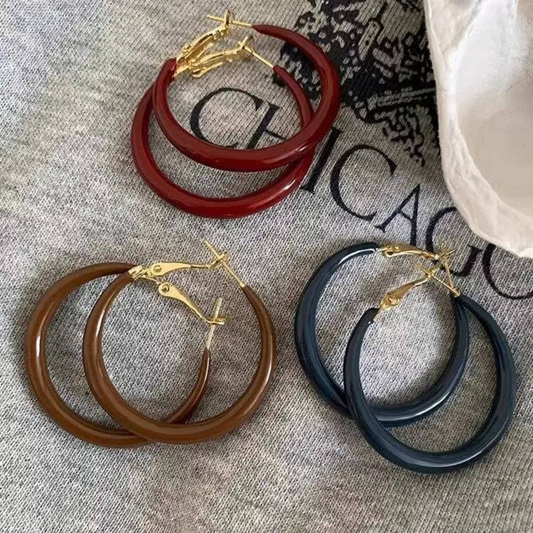 合金耳饰 小众高级感网红爆款耳环法式秋冬素圈耳环女冷淡风耳圈