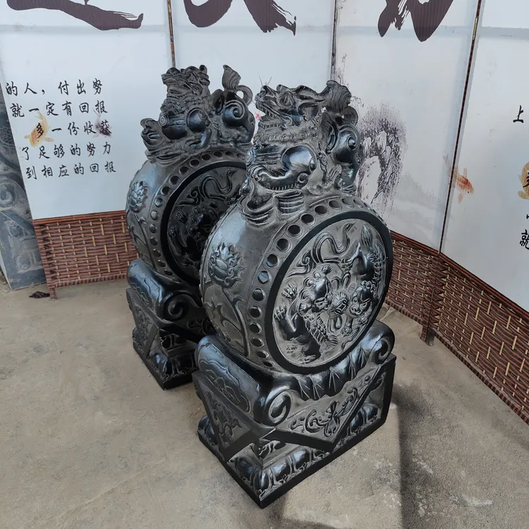 青石材质仿古做旧石雕貔貅门墩抱鼓石庭院门口摆件