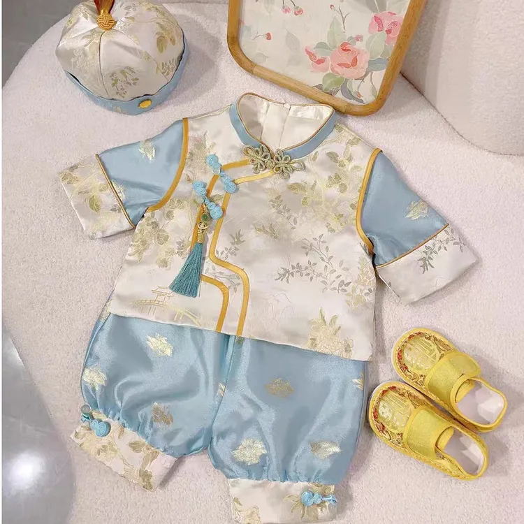 断码清仓男宝周岁生日礼服抓周服儿童中式唐装冠衣宝宝周岁中国风
