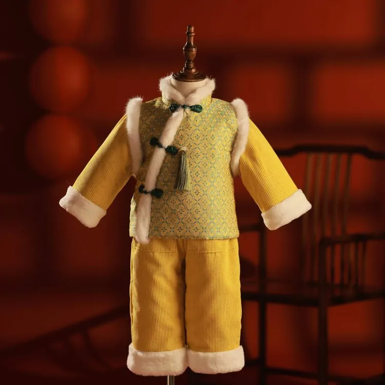 断码清仓宝宝拜年服唐装周岁礼服灯芯绒加厚加绒宝宝女童冬季中式