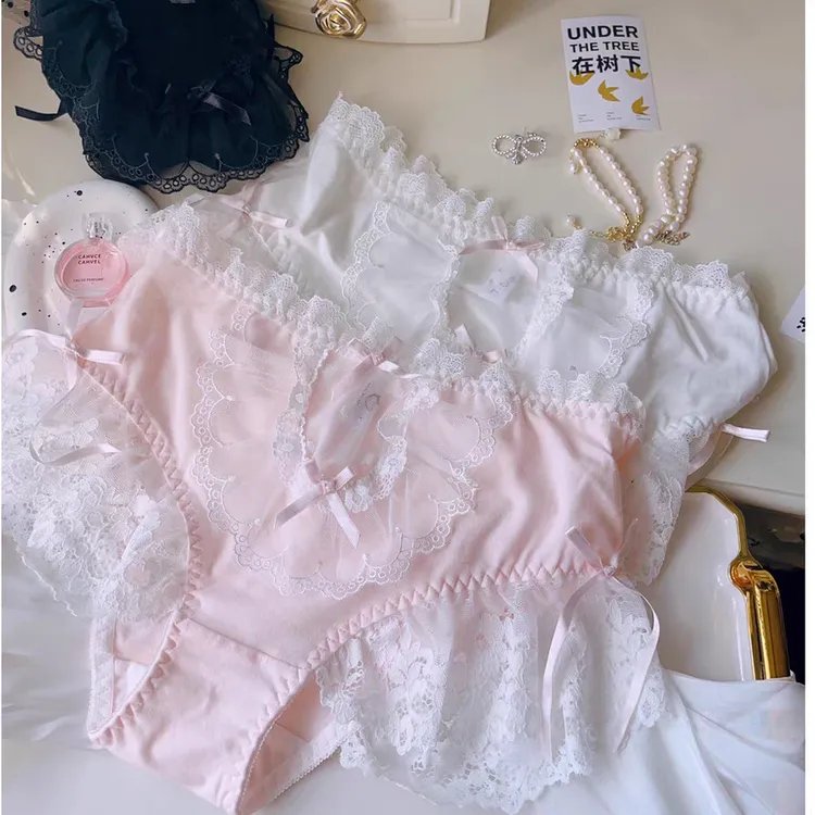 秋冬新款日系外贸洛丽塔学生大码内裤女士甜美中腰舒适棉裆包臀