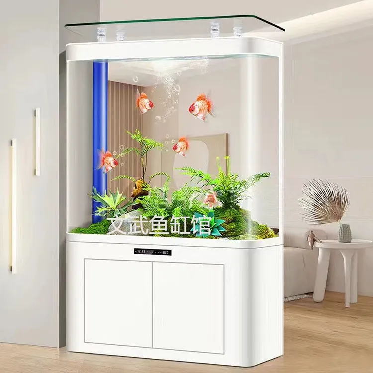 新款热弯底滤鱼缸一体成型生态大型金鱼缸落地客厅家用免换水族箱