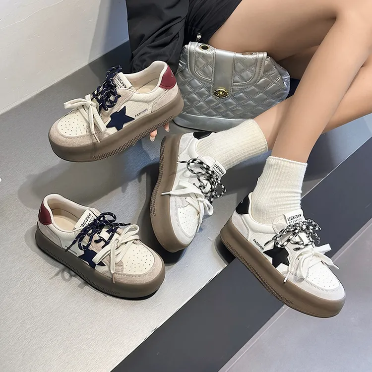 厚底德训女2024秋季新款网红校园学生小白增高百搭小众运动板鞋潮